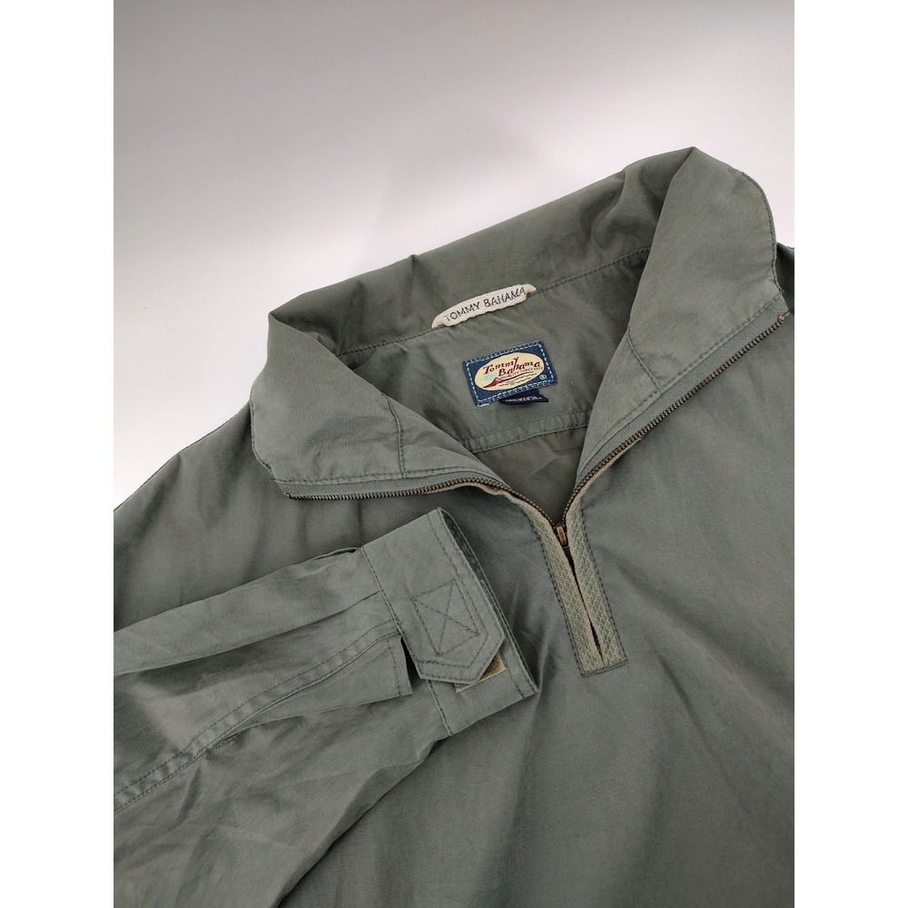 Tommy Bahama Windbreaker Mens Size M Olive Green Excellent Quarter Zip Pullover